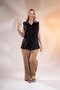 1112071 Women's Plus Size Black Guipure Striped Blouse with Pockets - 5