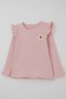 Girls' Long Sleeve T-Shirt with Floral Embroidery Detail and Ruffled Shoulders, Ages 2-6, Pink - 3