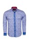 Men's Blue Striped Shawl Patterned Cuff Detailed Sporty Stylish Shirt - 2