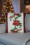 Throw Pillow Cover Christmas Themed Floral Pattern 45X45 Raschel Knitted Velvet Digital Printing White Piped
