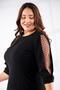 333530 Women's Plus Size Black Dress with Mesh Detail on the Sleeves - 4