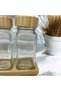 Glass Spice Jar Set of 4 with Bamboo Stand |   Wooden Lid |   Kitchen Organizer - 4
