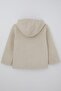 Girl's Plush Coat Hooded Zippers, Ages 5-8, Stone - 5