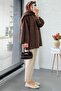 Scarf Plush Women's Coat – Brown - 4
