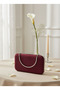 Burgundy Silver Luxury Suede Chain Handle Women's Evening Dress Bag - 4
