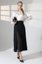 Women's Long Fabric Skirt with Tulle Slit Detail - 6