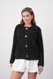 Women's Polo Neck Button Detail Fleece-Lined Knitwear Jacket 8645Sw - 6