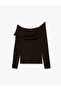 Drape Detailed Off-Shoulder Brown Women's Blouse 6Wak80248Ek - 4