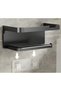 Toire Adhesive Hard Plastic Toilet Paper Holder with Phone Compartment - Black with Shelf, No Drilling Required (18X10 cm) - 2