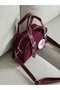 Adjustable Straps with Buckle Detail Suede Burgundy Women's Shoulder Bag Length25 Width15 - 3