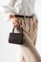 Women's Metal Gold Strap Hand and Shoulder Bag Brown