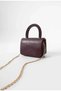 Women's Metal Gold Strap Hand and Shoulder Bag Burgundy - 3