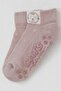 Girl's Socks Abs Li Cute Teddy Bear Printed 1-6 Years Old, Dusty Rose - 3