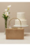 Nude Gold Luxury Suede Chain Handle Women's Evening Dress Bag - 3