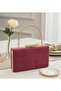 Burgundy Gold Luxury Suede Chain Handle Women's Evening Dress Bag - 3