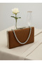 Brown Luxury Suede Chain Handle Women's Evening Dress Bag - 4