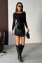 Western Style Tasseled Mini Leather Skirt - Black |   F2041