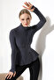 Mock Neck Modal Volanlı Slimfit Sporcu Ceketi/Finger-Inserted Double Pocket - 6