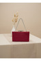 Burgundy Silver Luxury Suede Chain Handle Women's Evening Dress Bag - 3