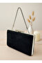 Black Silver Luxury Suede Chain Handle Women's Evening Dress Bag - 2