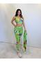 Green Patterned Leggings and Bustier Three-Piece Set - 3