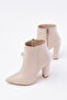 Zri̇n-4801 Premium Beige High Thick Heeled Zippered Women's Boots - 4