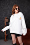 Kadın Oversize Sweatshirt- Ön Arka Baskılı Basic Model - 5