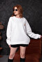 Kadın Oversize Sweatshirt- Ön Arka Baskılı Basic Model - 8