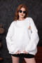 Kadın Oversize Sweatshirt- Ön Arka Baskılı Basic Model