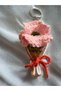 Pink Flower Hand Knitted Keychain - Amigurumi - 2