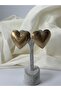 Earrings Metal Large Heart Model Engraved Gold