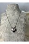 Steel Necklace with Zircon Stone Star Model Double Hanger Silver - 4
