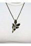 Natural Stone Green Agate Natural Stone Inlaid Authentic Leaf Model Women's Necklace Euk51Ya - 2