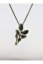 Natural Stone Green Agate Natural Stone Inlaid Authentic Leaf Model Women's Necklace Euk51Ya - 3