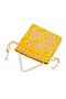 Yellow Embroidered Potli Bag with Pearl Handle & Beaded Drawstring - 7