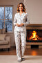 Plus Size Women's Rabbit Pattern Front Buttoned Suprem Pajama Set 0515 Gray08