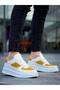 Kb-X8 Men's Casual Lace-Up Leather Suede Sports Sneaker Shoes Csbt - White/Yellow