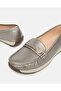Women Silver Buckle Trim Loafer - 3