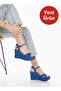 Cobalt Blue Summer Wedge Heeled Cross Strap Women's Shoes -520