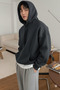 Men's Smoked Plain Hooded Oversized 3 Thread Fleece-Lined Loose Fit Hoodie Sweatshirt - 3