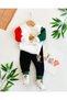 Polo Bear Colored Sleeves Snap Fastener on the Shoulder Fleece-Lined Winter 2-Piece Set - 2