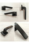 Terra Black 5 Pcs Room 2 Pcs Wc Square Rosette Door Handle Set - 4