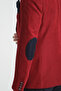 Racinos Men's Red Thick Velvet Fabric Elbow Slim Fit Slim Fit Sports Blazer Jacket - 7