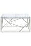 Coffee Table Silver Stainless Steel and Tempered Glass - 2