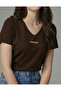 Women's V-Neck Classical Printed Regular Fit T-Shirt - 2