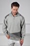 A.Grey Turtleneck Zippered Colorful Shoulder Area 100% Lamb Wool Men's Knitwear Sweater - 2