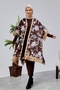 Beard Patterned Tassel Tricot Poncho - 2