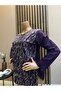Women's Middle-Aged and Older Printed Patterned Glittery Slit Mother Combed Cotton Blouse - 2