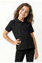 Children's Polo Neck School T-Shirt Polo Fabric School Clothing - Black