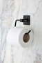 Black Square Adhesive Long Towel Holder / Paper Towel Holder / Open Toilet Paper Holder 3-Piece Bathroom Set - 5